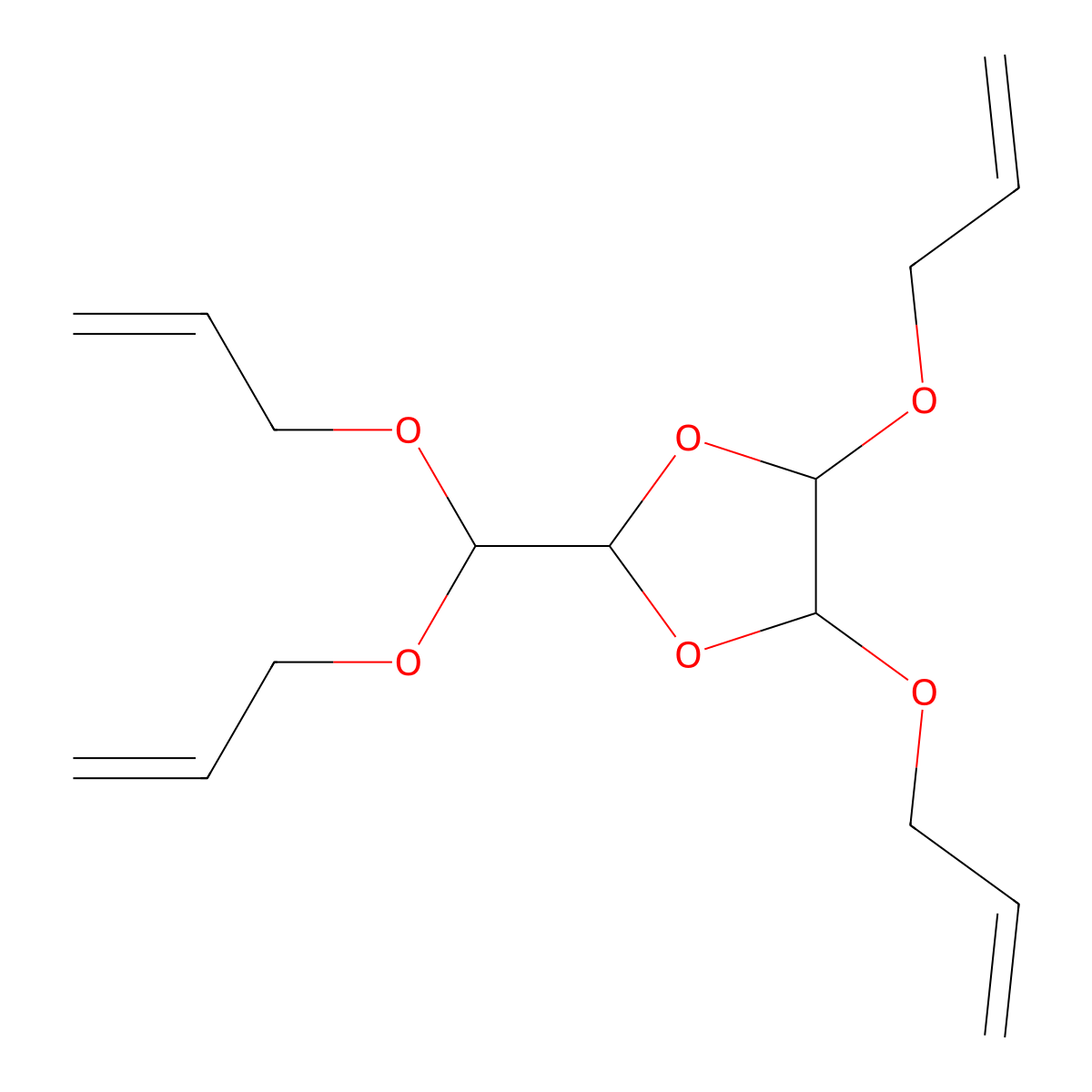 1,3-Dioxolane, 4,5-diallyloxy-2-(diallyloxymethyl)- molecular structure, CAS 37160-66-0