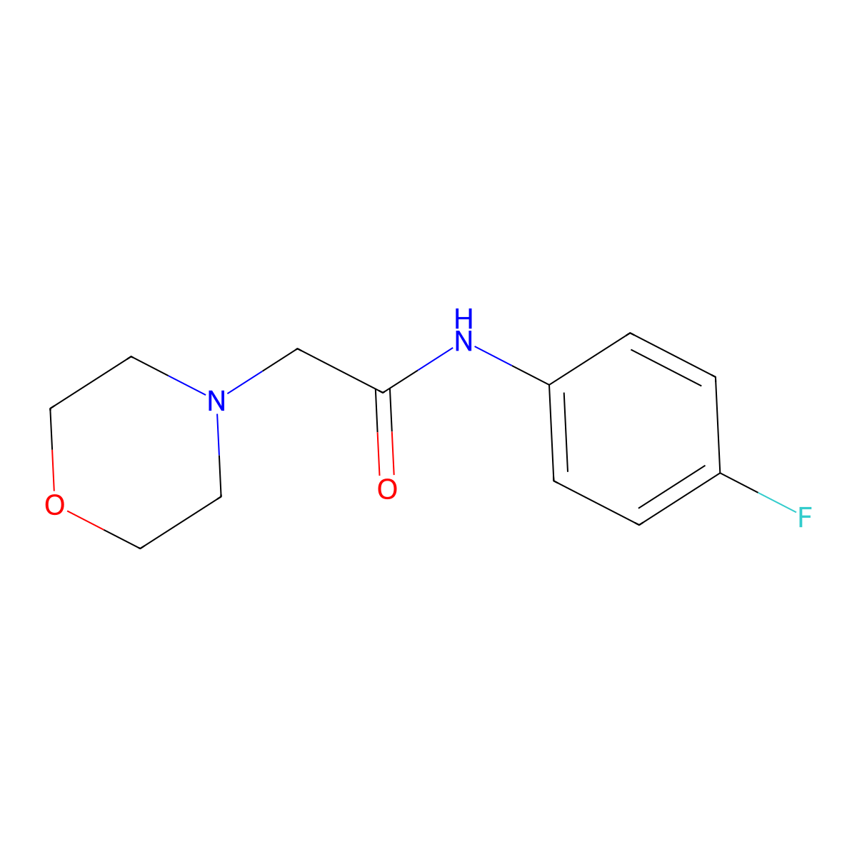 N-(4-fluorophenyl)-2-morpholinoacetamide molecular structure, CAS 37163-39-6
