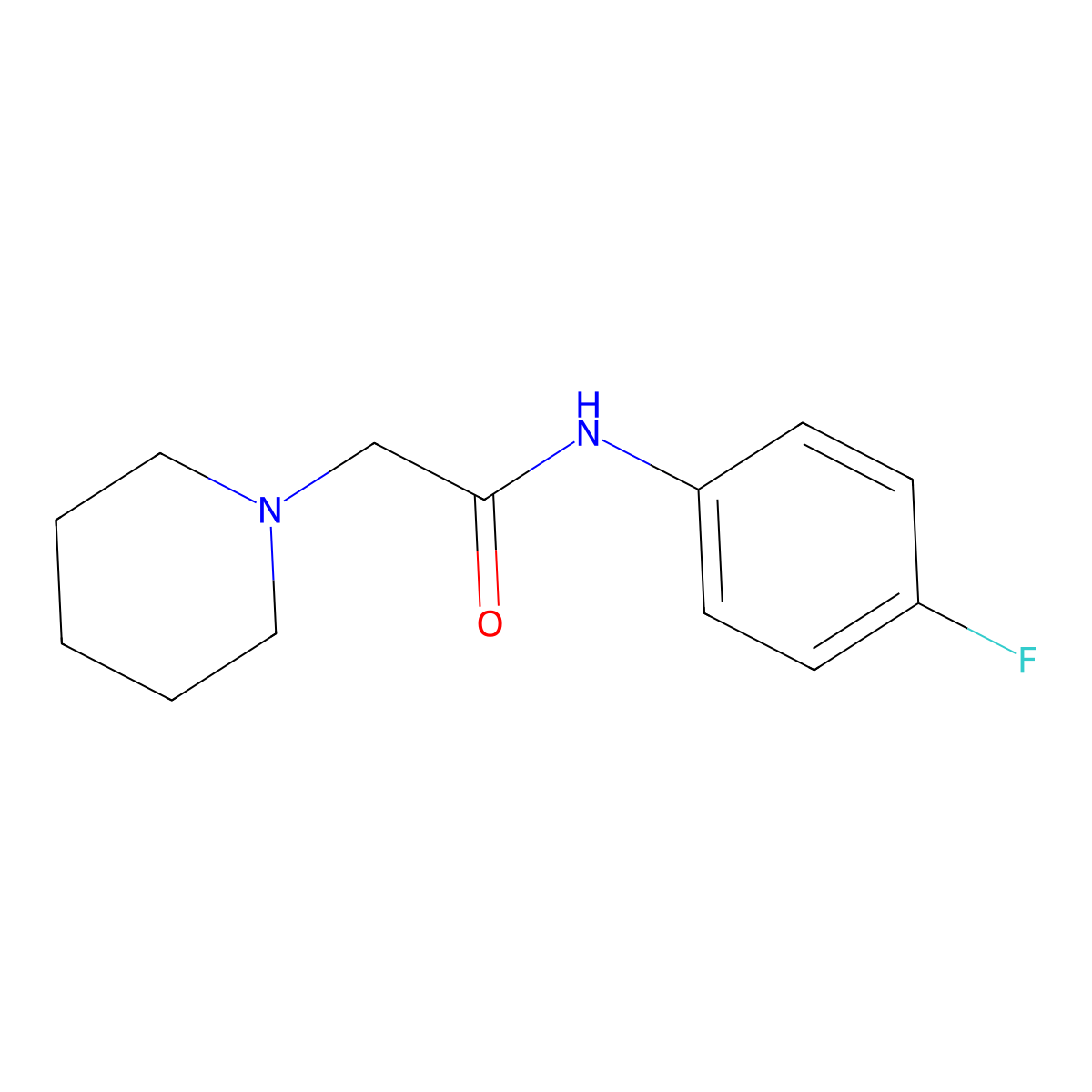 1-Piperidineacetamide, N-(4-fluorophenyl)- molecular structure, CAS 37163-41-0