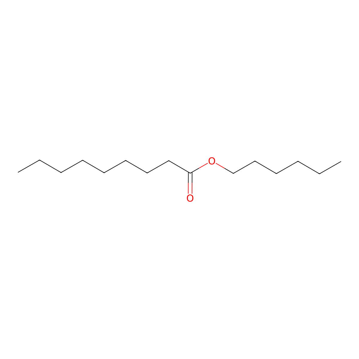 Hexyl nonanoate molecular structure, CAS 37165-63-2