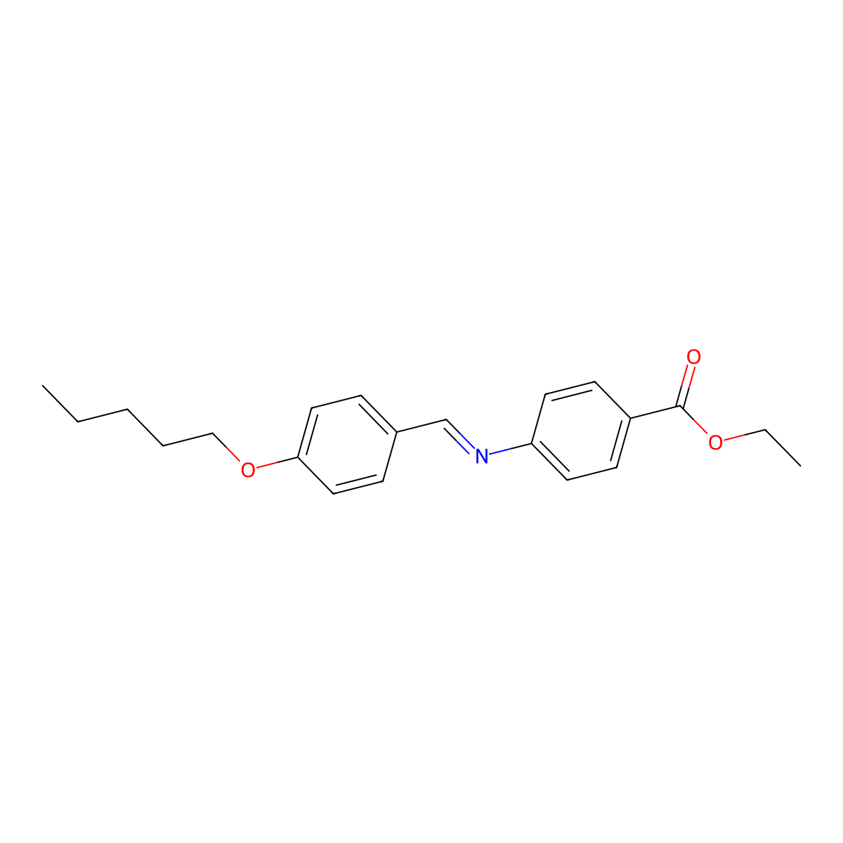 Ethyl p-(p-pentyloxybenzylidene)aminobenzoate molecular structure, CAS 37168-42-6