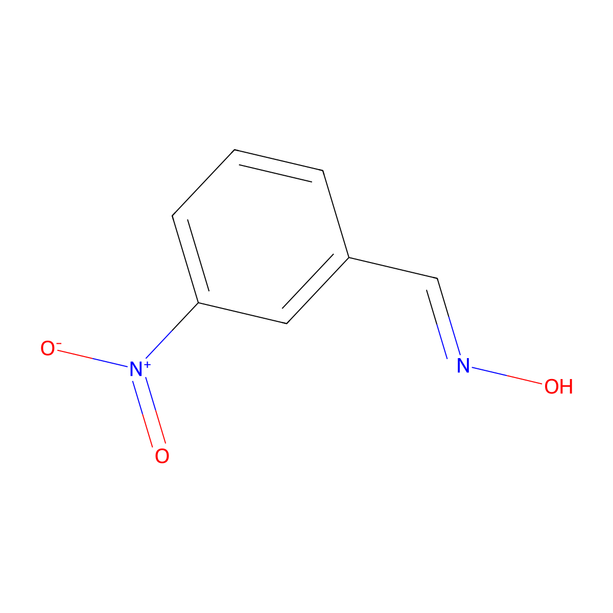 Benzaldehyde, 3-nitro-, oxime molecular structure, CAS 3717-29-1
