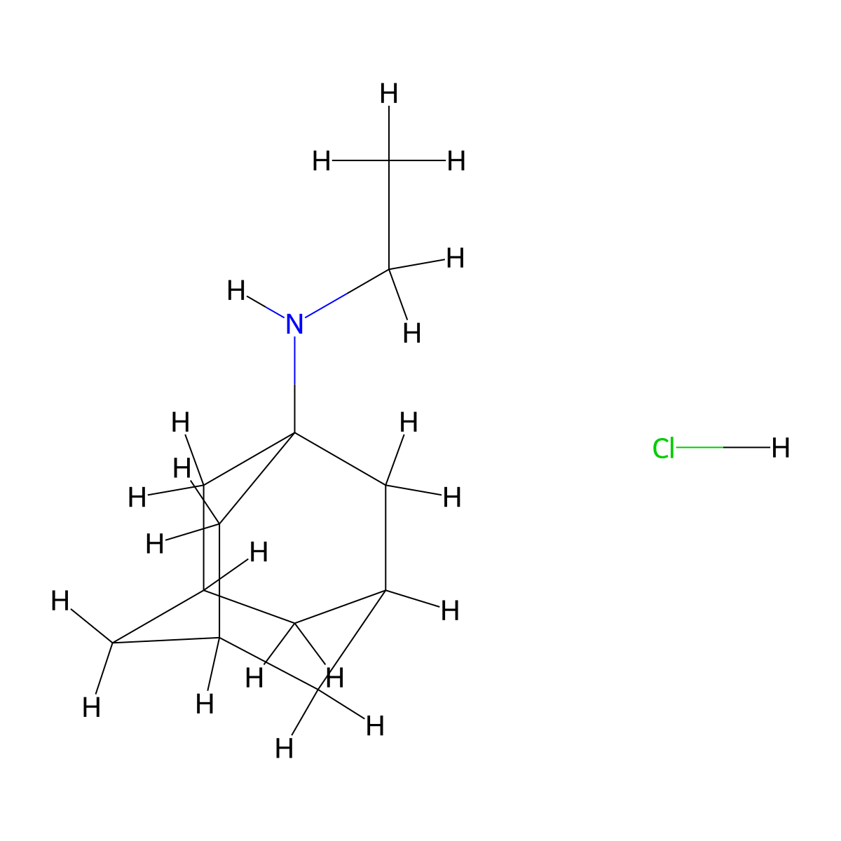 1-Adamantanamine, N-ethyl-, hydrochloride molecular structure, CAS 3717-42-8