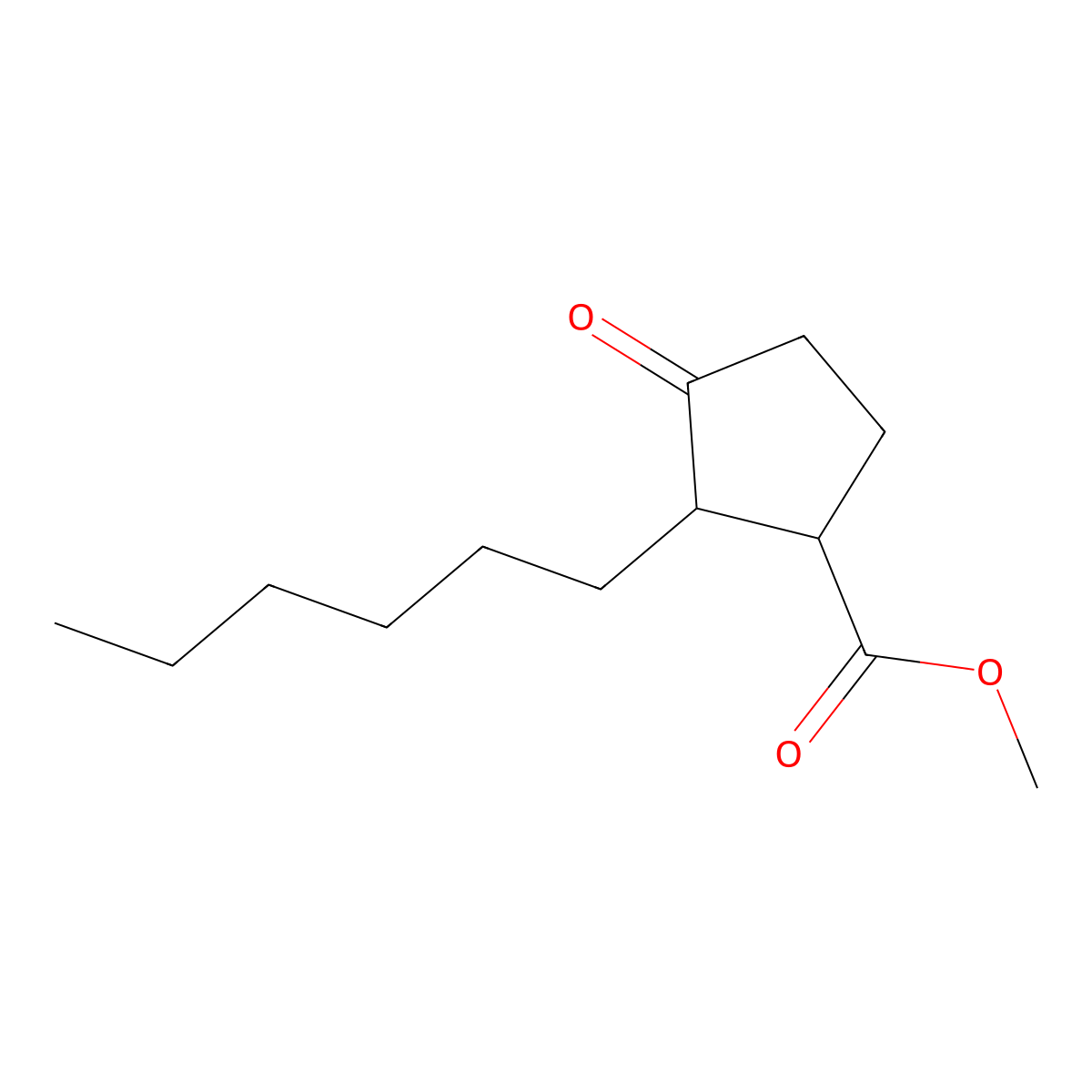 Methyl hexyl cyclopentanone carboxylate molecular structure, CAS 37172-53-5
