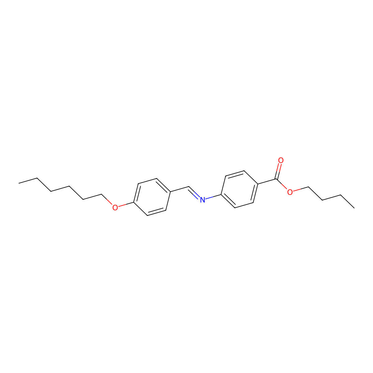 Butyl p-hexyloxybenzylidene p-aminobenzoate molecular structure, CAS 37177-16-5