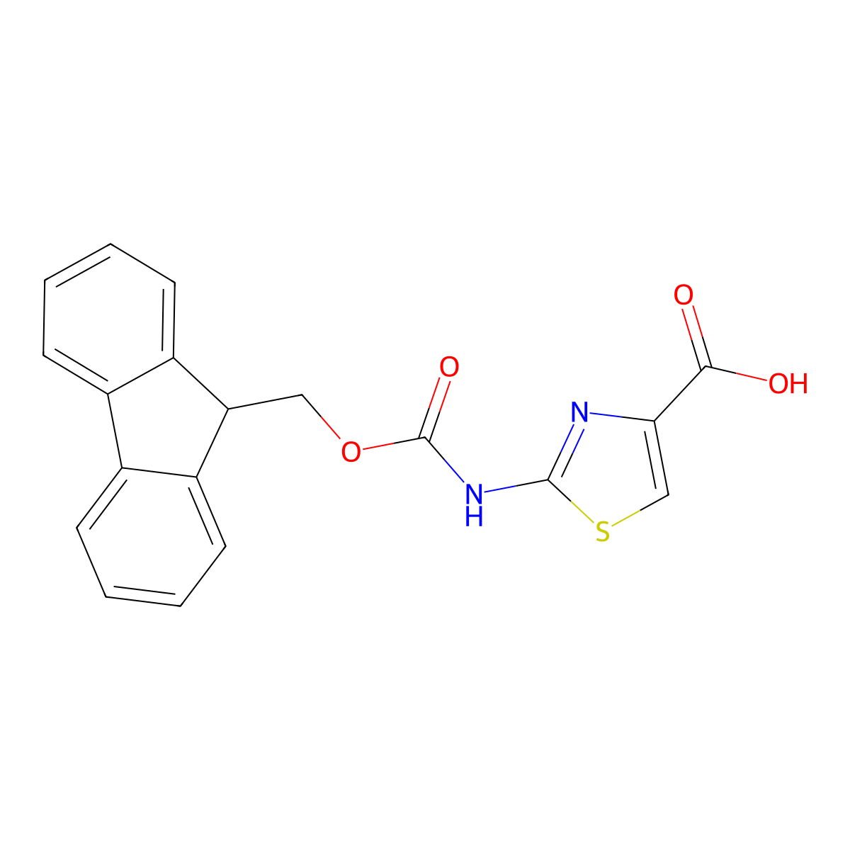 2-({[(9H-Fluoren-9-YL)methoxy]carbonyl}amino)-1,3-thiazole-4-carboxylic acid molecular structure, CAS 371770-31-9