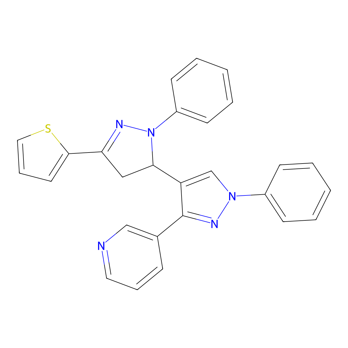 1',2-diphenyl-3'-(3-pyridinyl)-5-(2-thienyl)-3,4-dihydro-1'H,2H-3,4'-bipyrazole molecular structure, CAS 371776-29-3