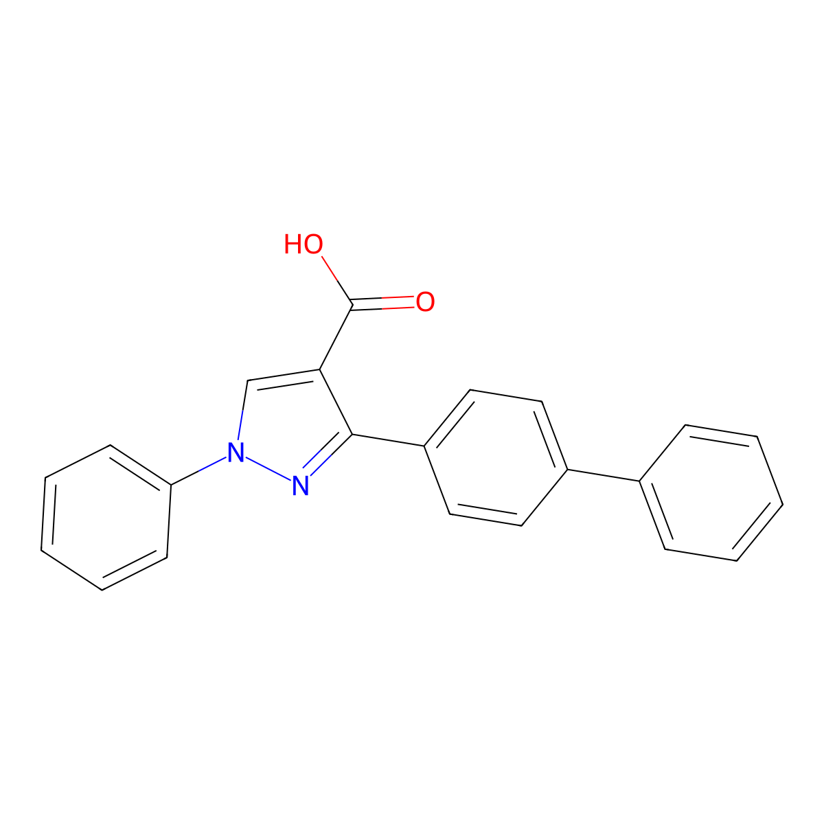 3-{[1,1'-biphenyl]-4-yl}-1-phenyl-1H-pyrazole-4-carboxylic acid molecular structure, CAS 371776-57-7