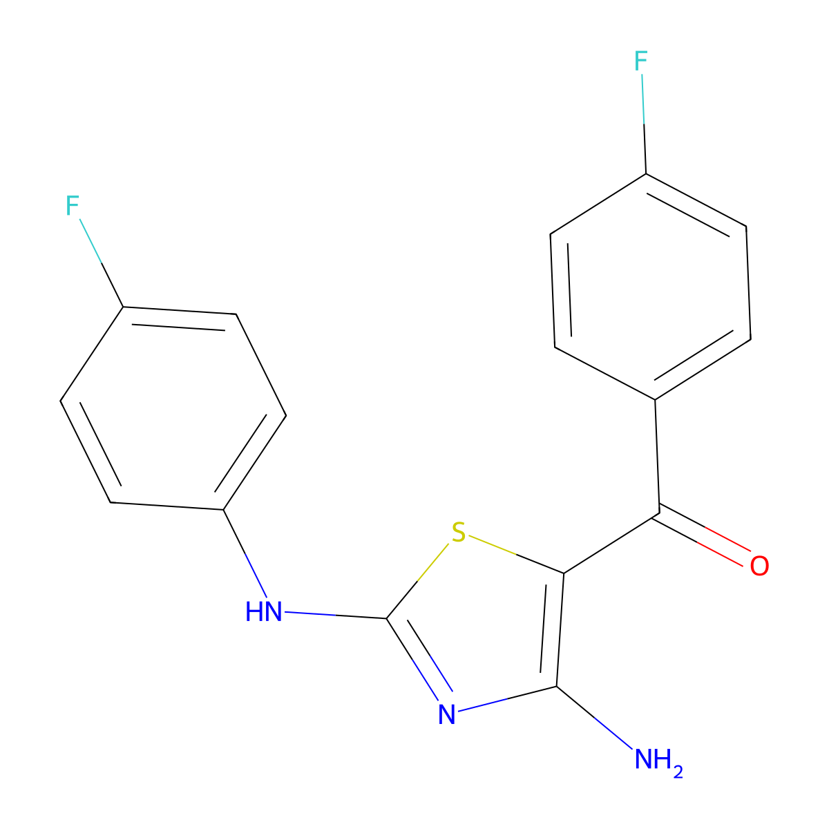 [4-Amino-2-(4-fluoroanilino)-1,3-thiazol-5-yl]-(4-fluorophenyl)methanone molecular structure, CAS 371780-57-3