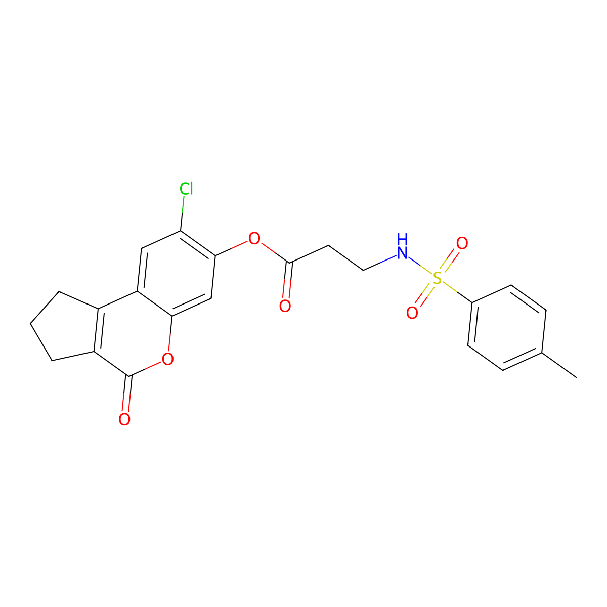 8-chloro-4-oxo-1,2,3,4-tetrahydrocyclopenta[c]chromen-7-yl N-[(4-methylphenyl)sulfonyl]-beta-alaninate molecular structure, CAS 371780-92-6