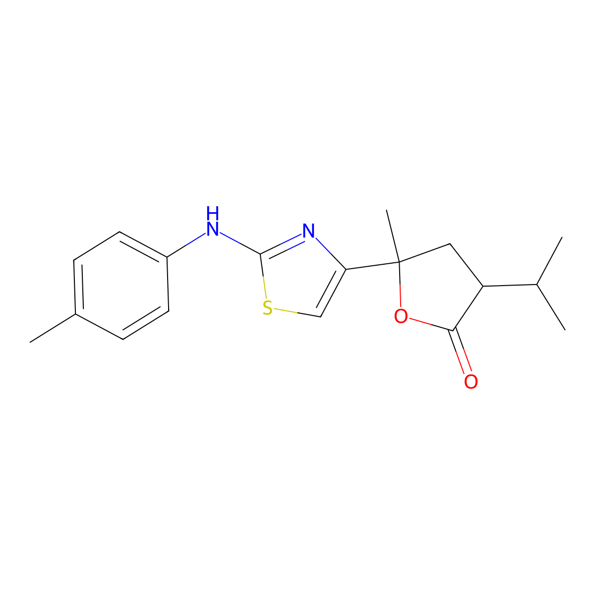 5-Methyl-5-[2-(4-methylanilino)-1,3-thiazol-4-yl]-3-propan-2-yloxolan-2-one molecular structure, CAS 371781-50-9