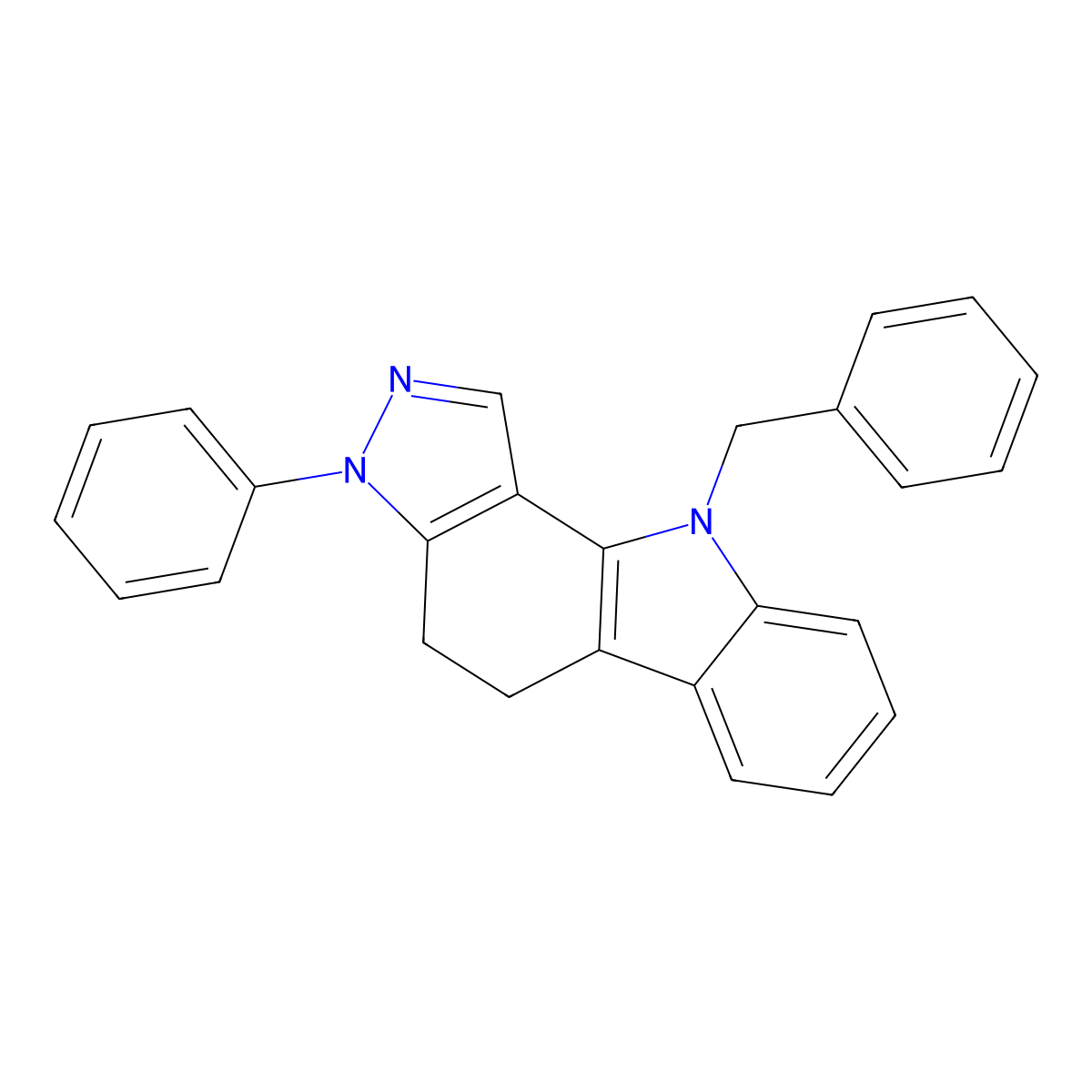 10-Benzyl-3-phenyl-3,4,5,10-tetrahydropyrazolo[4,3-a]carbazole molecular structure, CAS 371781-97-4