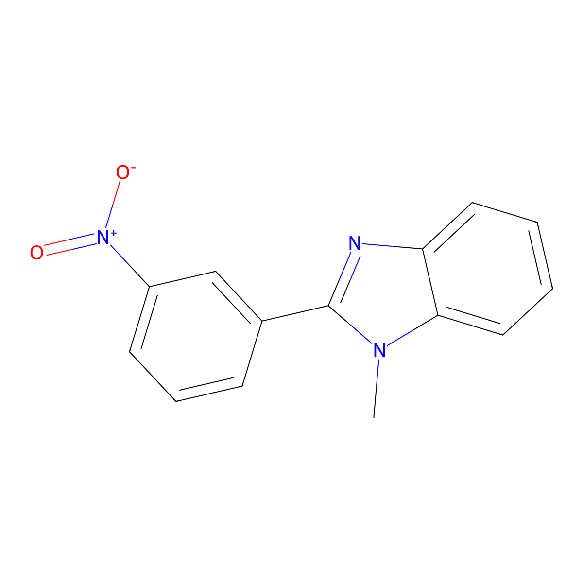 1-methyl-2-(3-nitrophenyl)-1H-1,3-benzodiazole molecular structure, CAS 3718-02-3