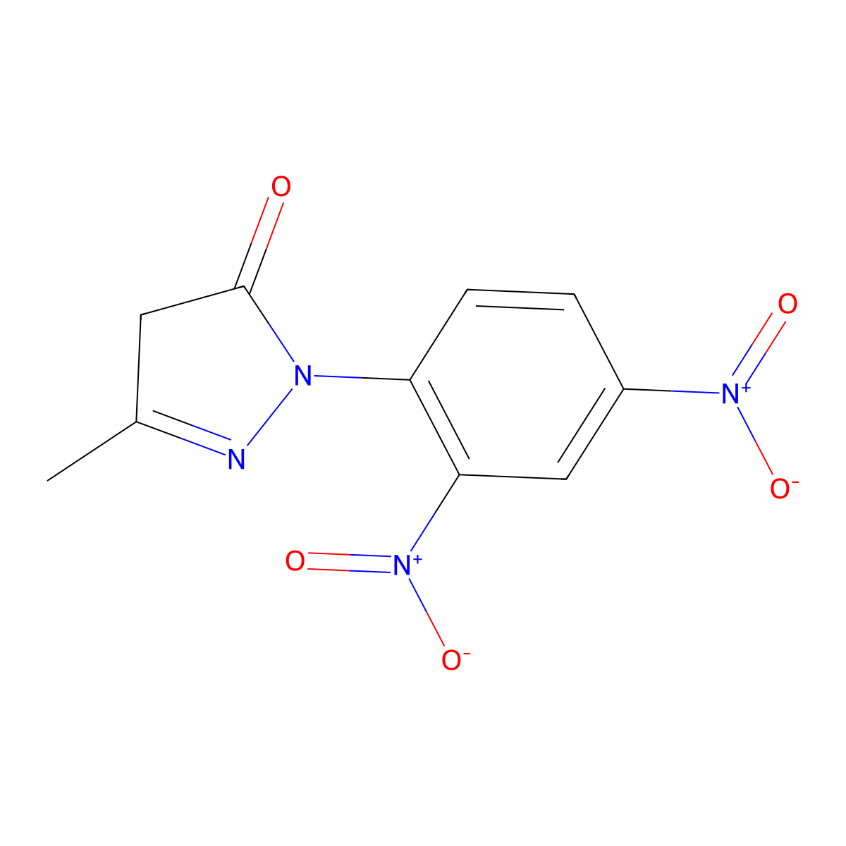 3H-Pyrazol-3-one, 2-(2,4-dinitrophenyl)-2,4-dihydro-5-methyl- molecular structure, CAS 3718-29-4