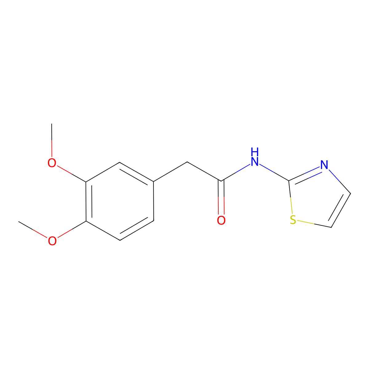 2-(3,4-dimethoxyphenyl)-N-(1,3-thiazol-2-yl)acetamide molecular structure, CAS 3719-11-7