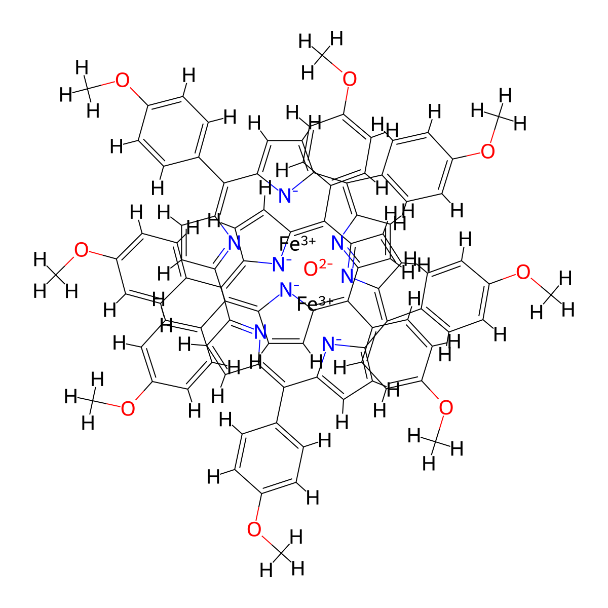 Iron(3+);oxygen(2-);5,10,15,20-tetrakis(4-methoxyphenyl)porphyrin-22,24-diide molecular structure, CAS 37191-17-6