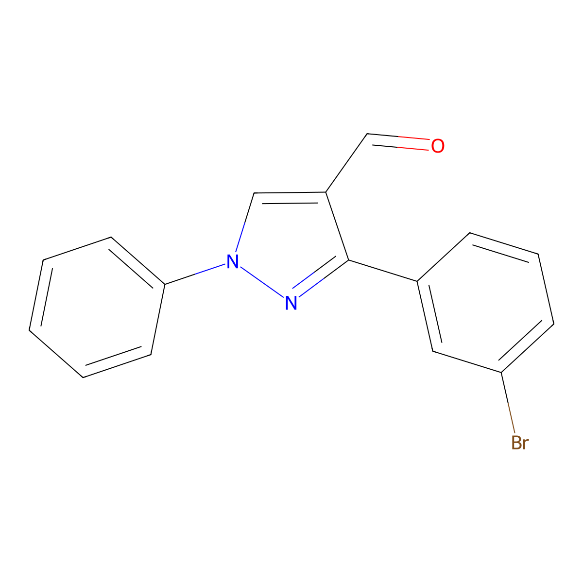 3-(3-bromophenyl)-1-phenyl-1H-pyrazole-4-carbaldehyde molecular structure, CAS 371917-69-0
