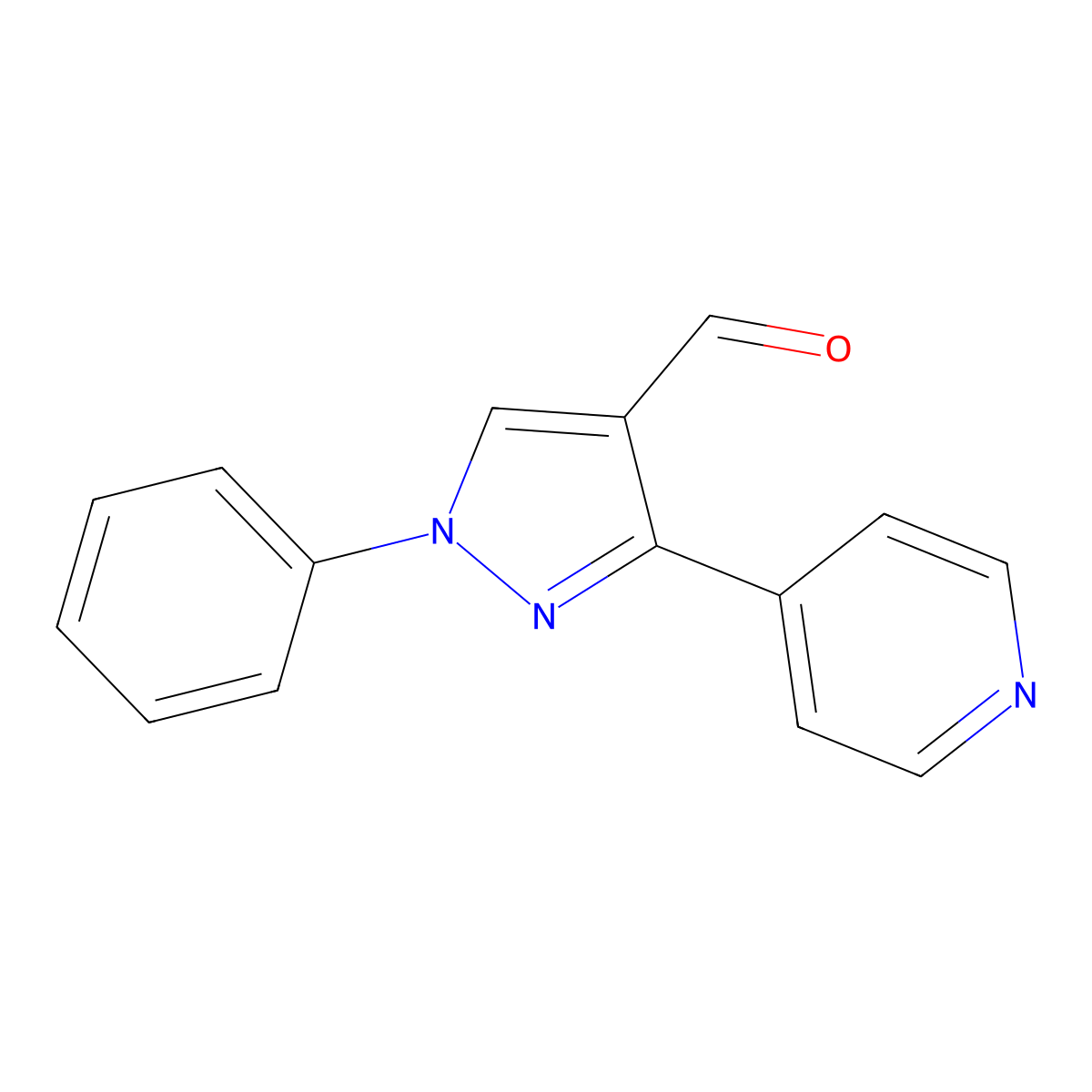 1-phenyl-3-(pyridin-4-yl)-1H-pyrazole-4-carbaldehyde molecular structure, CAS 371917-81-6