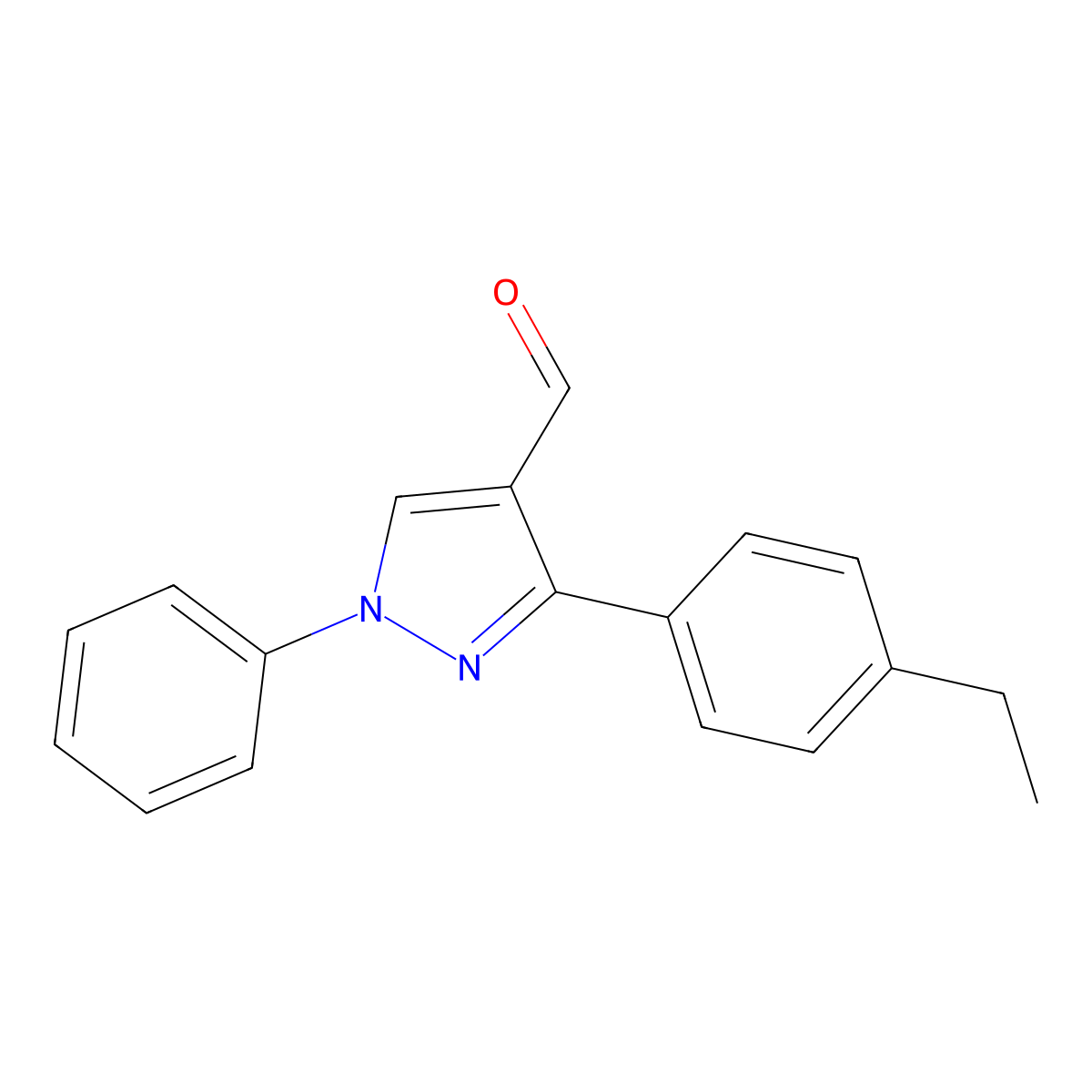 3-(4-ethylphenyl)-1-phenyl-1H-pyrazole-4-carbaldehyde molecular structure, CAS 371917-96-3