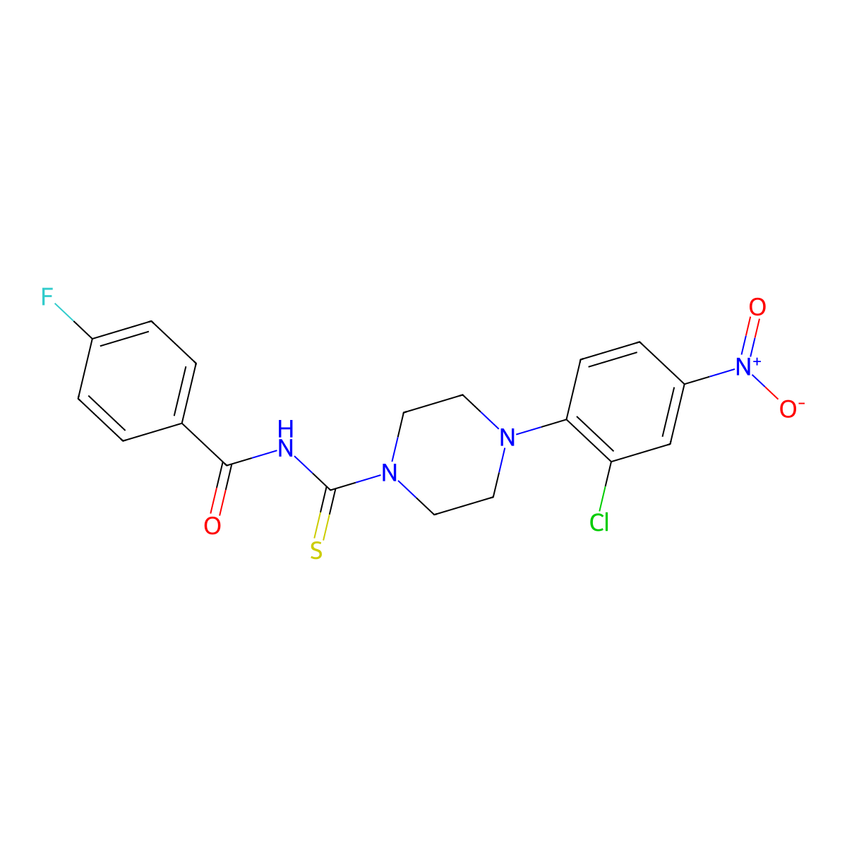 N-[4-(2-chloro-4-nitrophenyl)piperazine-1-carbothioyl]-4-fluorobenzamide molecular structure, CAS 371922-14-4