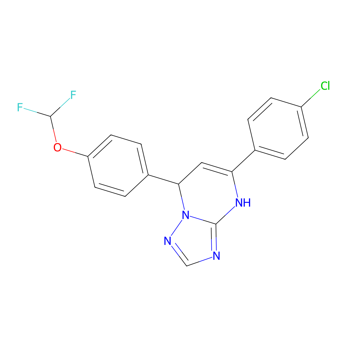 5-(4-Chlorophenyl)-7-[4-(difluoromethoxy)phenyl]-4,7-dihydro[1,2,4]triazolo[1,5-a]pyrimidine molecular structure, CAS 371922-17-7