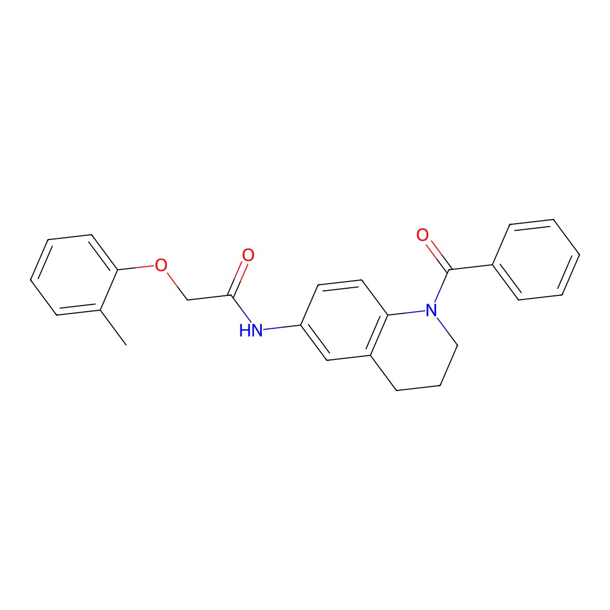 N-(1-benzoyl-1,2,3,4-tetrahydroquinolin-6-yl)-2-(2-methylphenoxy)acetamide molecular structure, CAS 371922-36-0
