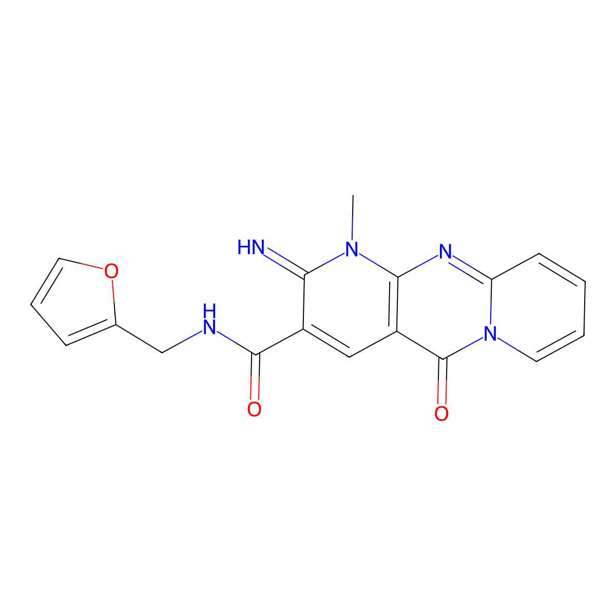 N-(2-furylmethyl)(2-imino-1-methyl-5-oxo(1,6-dihydropyridino[1,2-a]pyridino[2, 3-d]pyrimidin-3-yl))carboxamide molecular structure, CAS 371922-38-2
