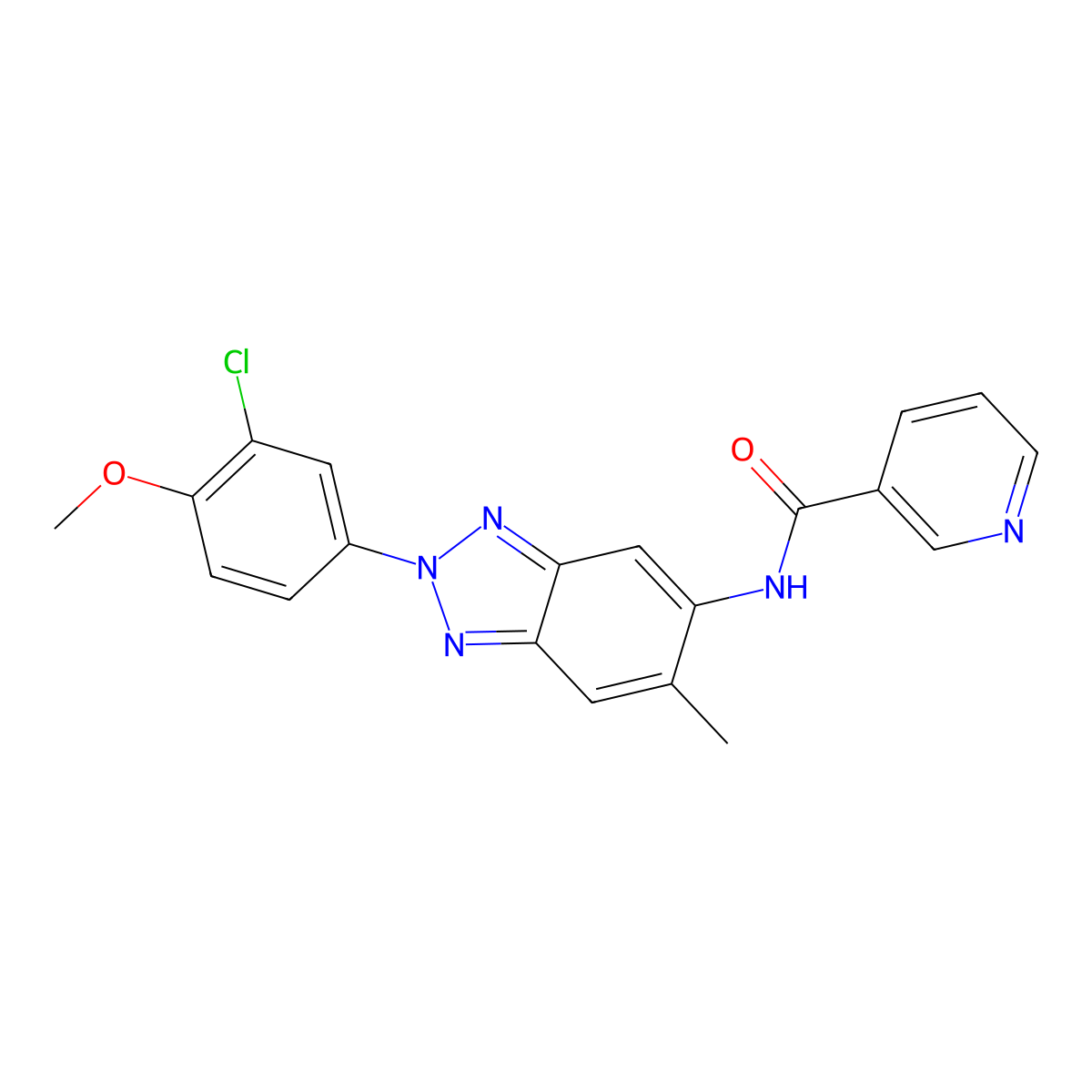 N-[2-(3-chloro-4-methoxyphenyl)-6-methylbenzotriazol-5-yl]pyridine-3-carboxamide molecular structure, CAS 371922-42-8