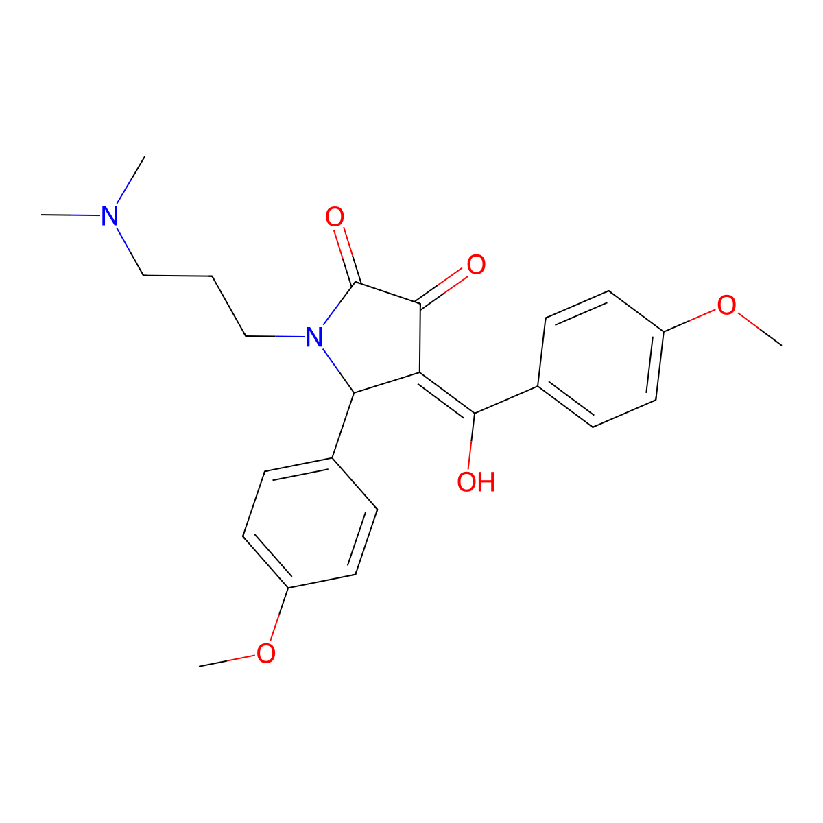 1-[3-(dimethylamino)propyl]-3-hydroxy-4-(4-methoxybenzoyl)-5-(4-methoxyphenyl)-2,5-dihydro-1H-pyrrol-2-one molecular structure, CAS 371922-45-1