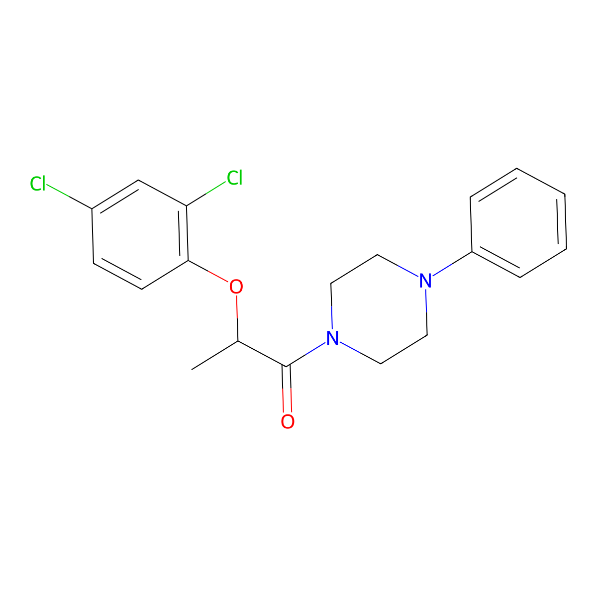 2-(2,4-Dichlorophenoxy)-1-(4-phenylpiperazin-1-yl)propan-1-one molecular structure, CAS 371922-52-0