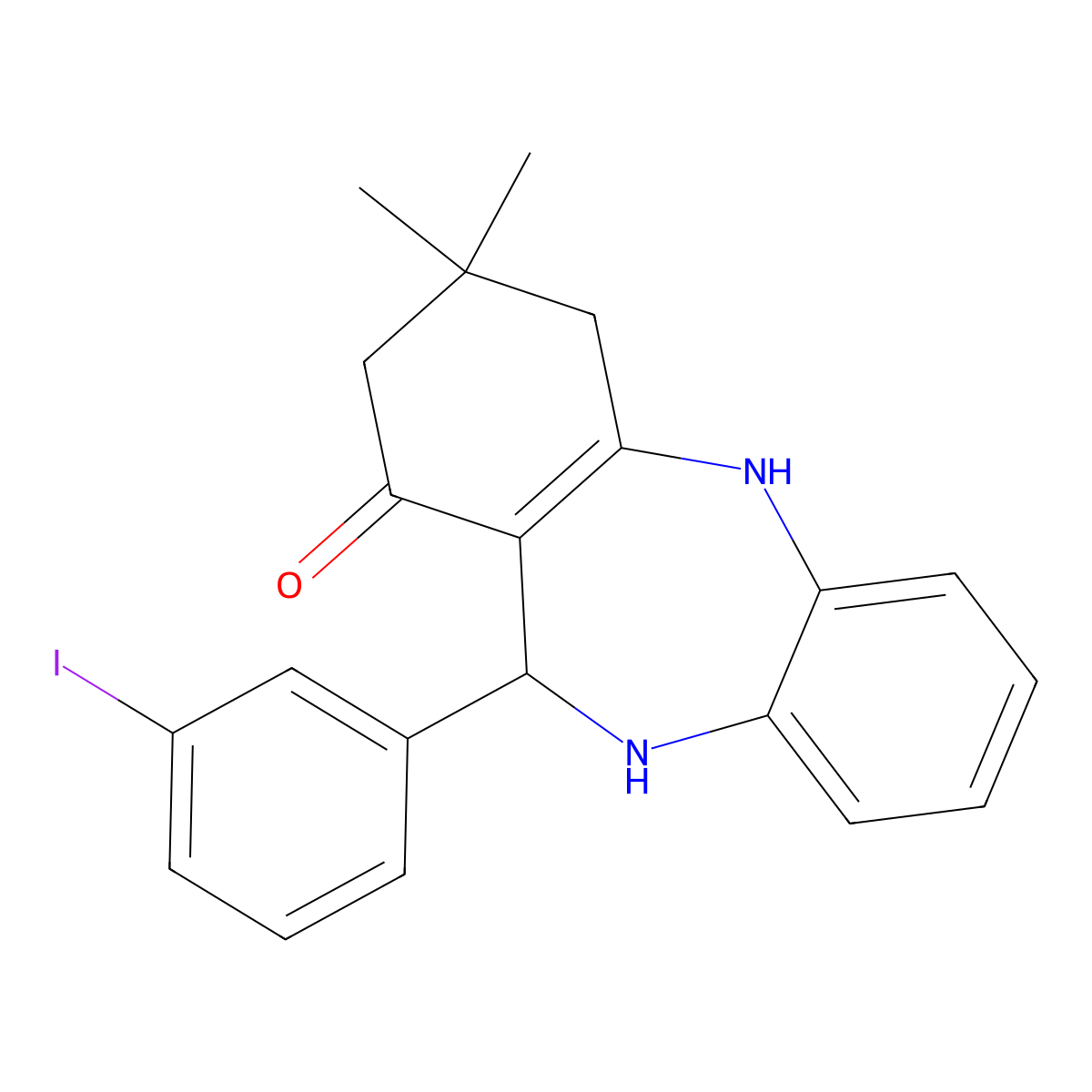 6-(3-iodophenyl)-9,9-dimethyl-6,8,10,11-tetrahydro-5H-benzo[b][1,4]benzodiazepin-7-one molecular structure, CAS 371923-00-1