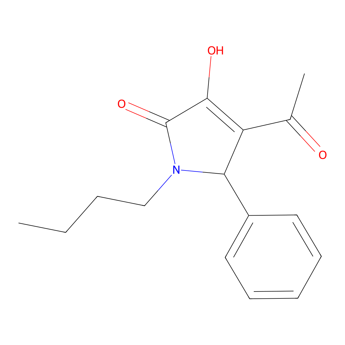 3-acetyl-1-butyl-4-hydroxy-2-phenyl-2H-pyrrol-5-one molecular structure, CAS 371923-05-6