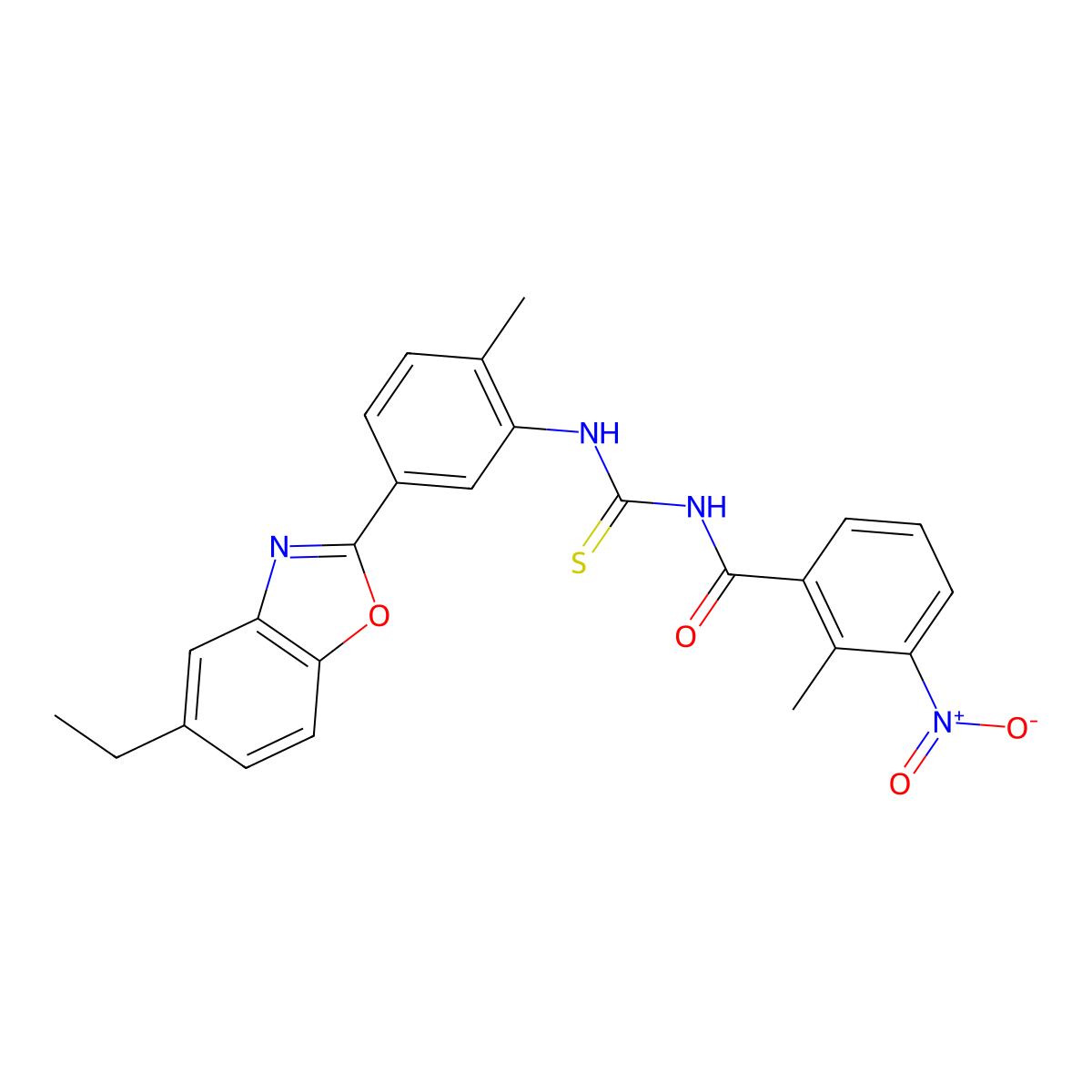 N-[[5-(5-ethyl-1,3-benzoxazol-2-yl)-2-methylphenyl]carbamothioyl]-2-methyl-3-nitrobenzamide molecular structure, CAS 371923-23-8