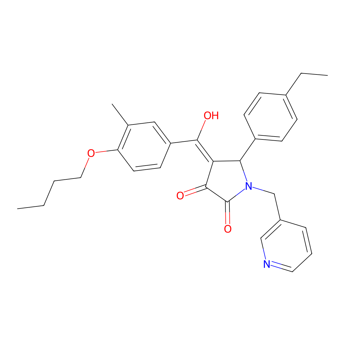 4-(4-butoxy-3-methylbenzoyl)-5-(4-ethylphenyl)-3-hydroxy-1-[(pyridin-3-yl)methyl]-2,5-dihydro-1H-pyrrol-2-one molecular structure, CAS 371923-39-6