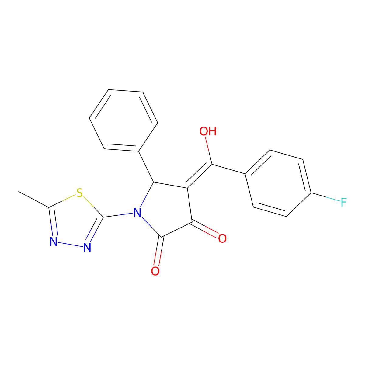 4-[(4-Fluorophenyl)-hydroxymethylidene]-1-(5-methyl-1,3,4-thiadiazol-2-yl)-5-phenylpyrrolidine-2,3-dione molecular structure, CAS 371923-41-0