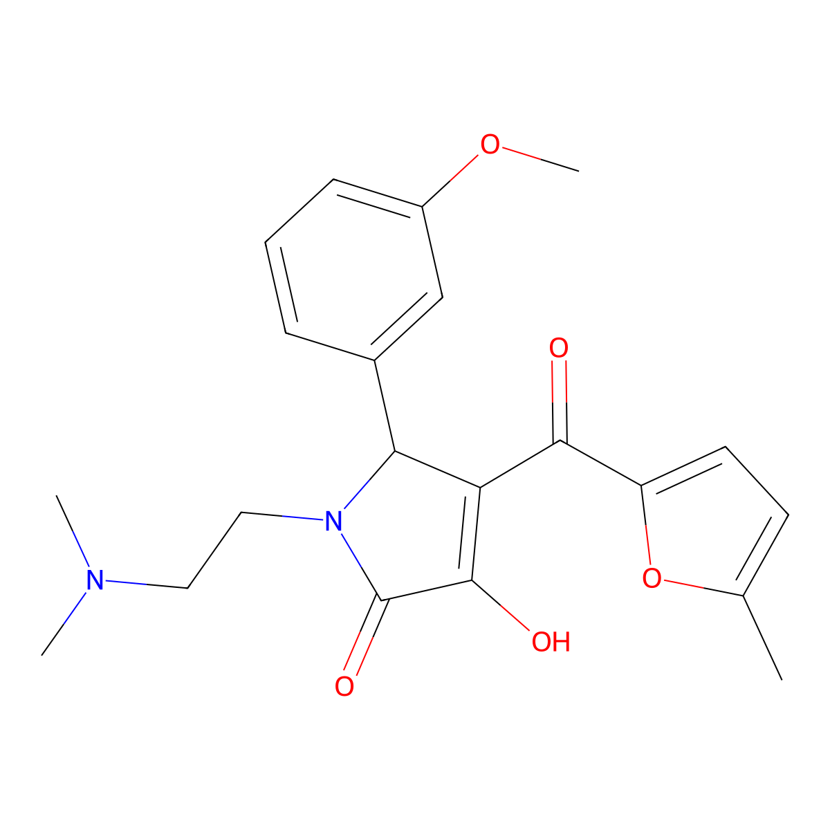 (4E)-1-[2-(dimethylamino)ethyl]-4-[hydroxy(5-methylfuran-2-yl)methylidene]-5-(3-methoxyphenyl)pyrrolidine-2,3-dione molecular structure, CAS 371924-46-8