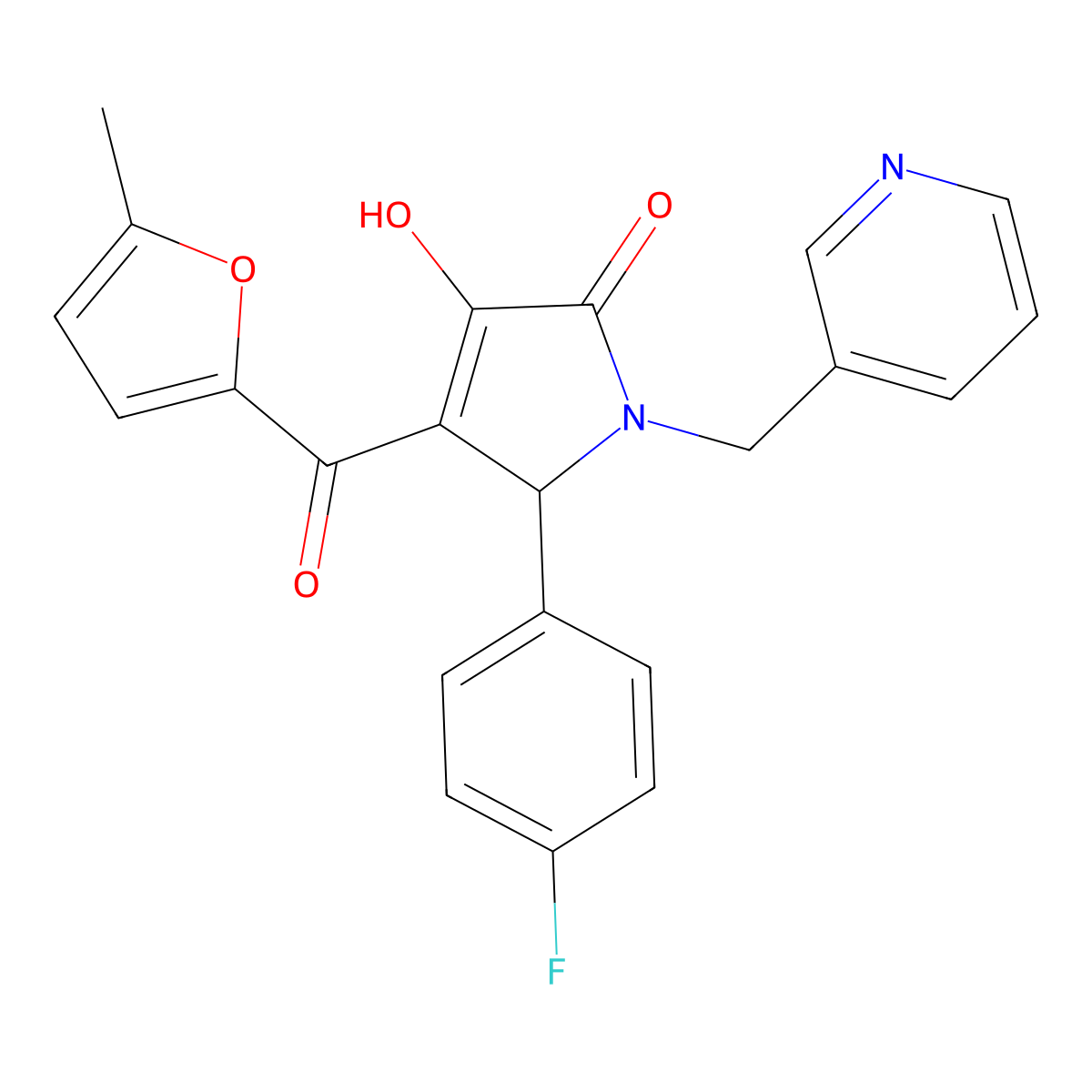 2-(4-fluorophenyl)-4-hydroxy-3-(5-methylfuran-2-carbonyl)-1-(pyridin-3-ylmethyl)-2H-pyrrol-5-one molecular structure, CAS 371924-49-1