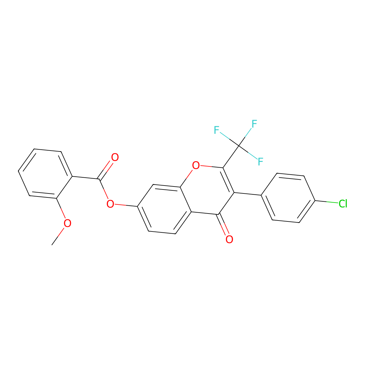3-(4-chlorophenyl)-4-oxo-2-(trifluoromethyl)-4H-chromen-7-yl 2-methoxybenzoate molecular structure, CAS 371924-76-4
