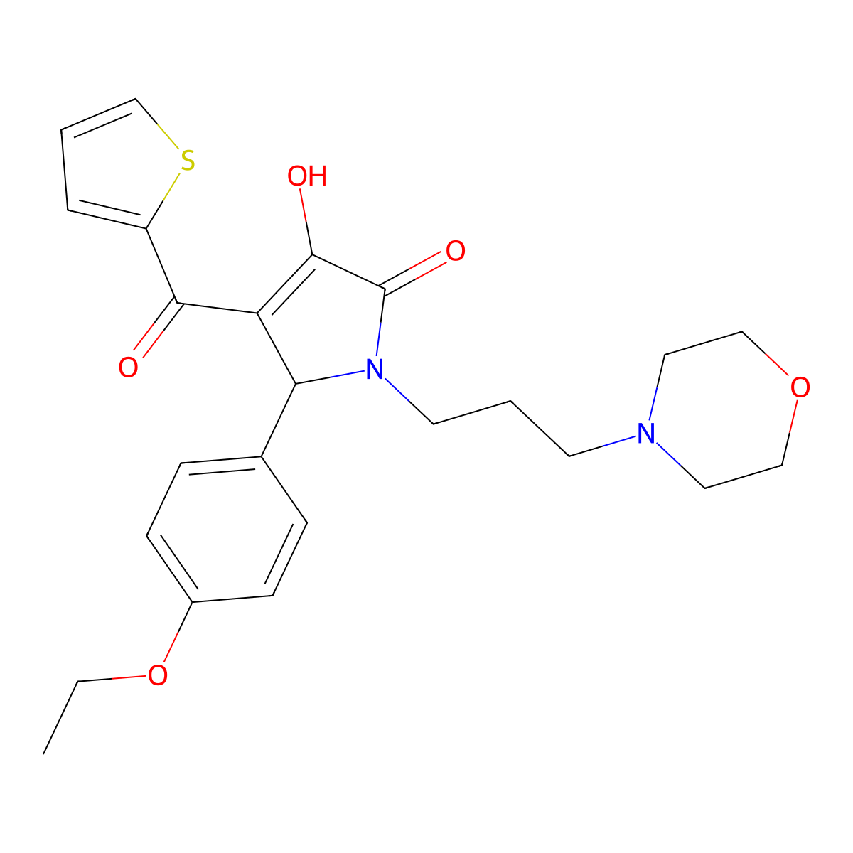 (4E)-5-(4-ethoxyphenyl)-4-[hydroxy(thiophen-2-yl)methylidene]-1-[3-(morpholin-4-yl)propyl]pyrrolidine-2,3-dione molecular structure, CAS 371925-03-0