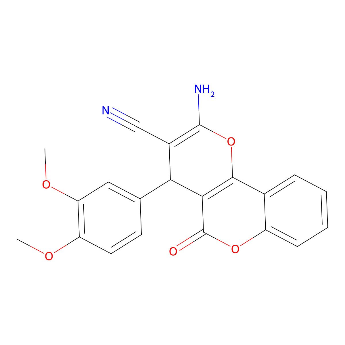 2-amino-4-(3,4-dimethoxyphenyl)-5-oxo-4H,5H-pyrano[3,2-c]chromene-3-carbonitrile molecular structure, CAS 371925-36-9