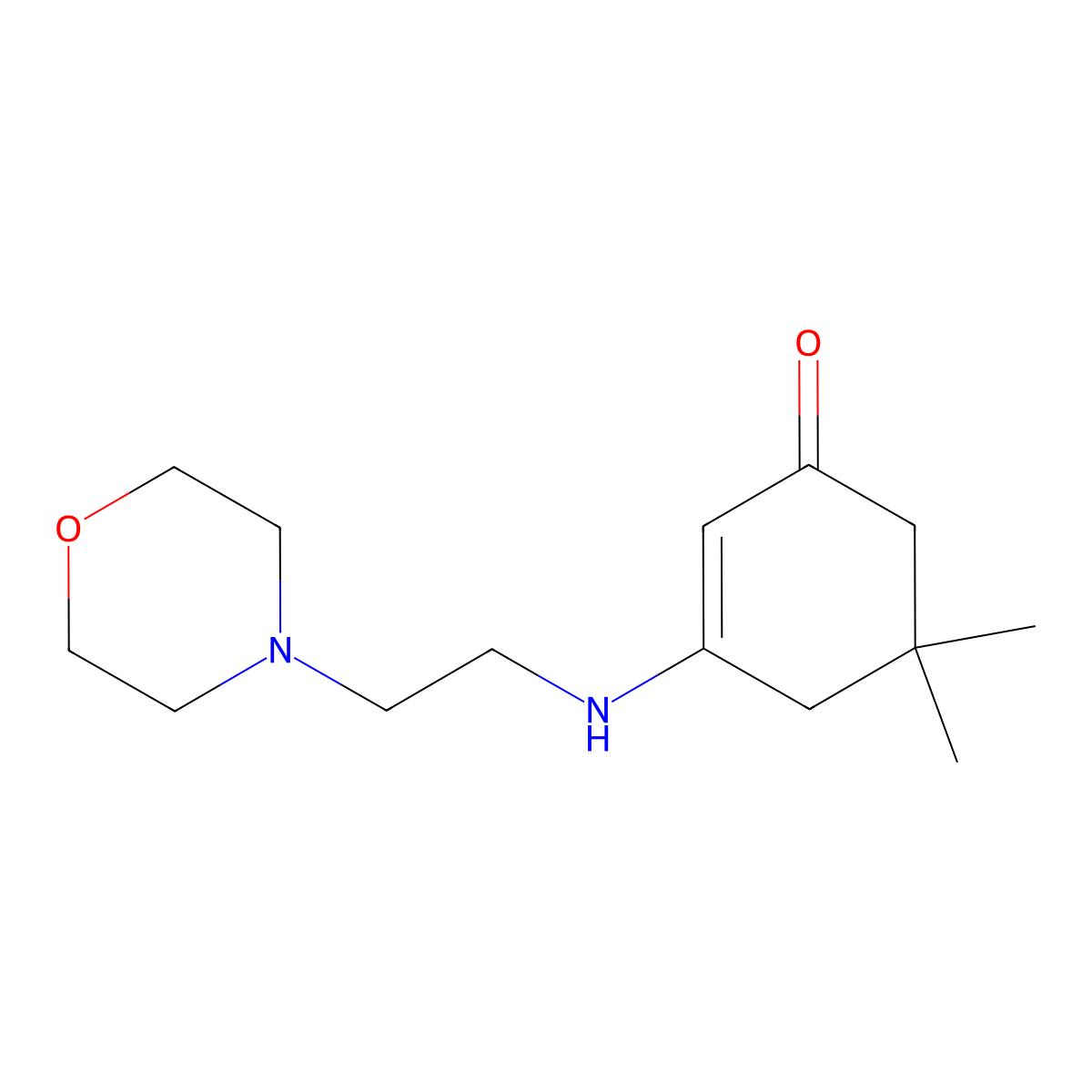 5,5-Dimethyl-3-(2-morpholin-4-ylethylamino)cyclohex-2-en-1-one molecular structure, CAS 371926-29-3