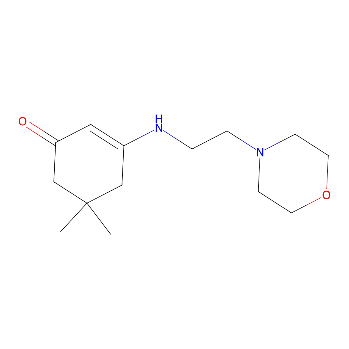 5,5-Dimethyl-3-(2-morpholin-4-ylethylamino)cyclohex-2-en-1-one molecular structure, CAS 371926-29-3