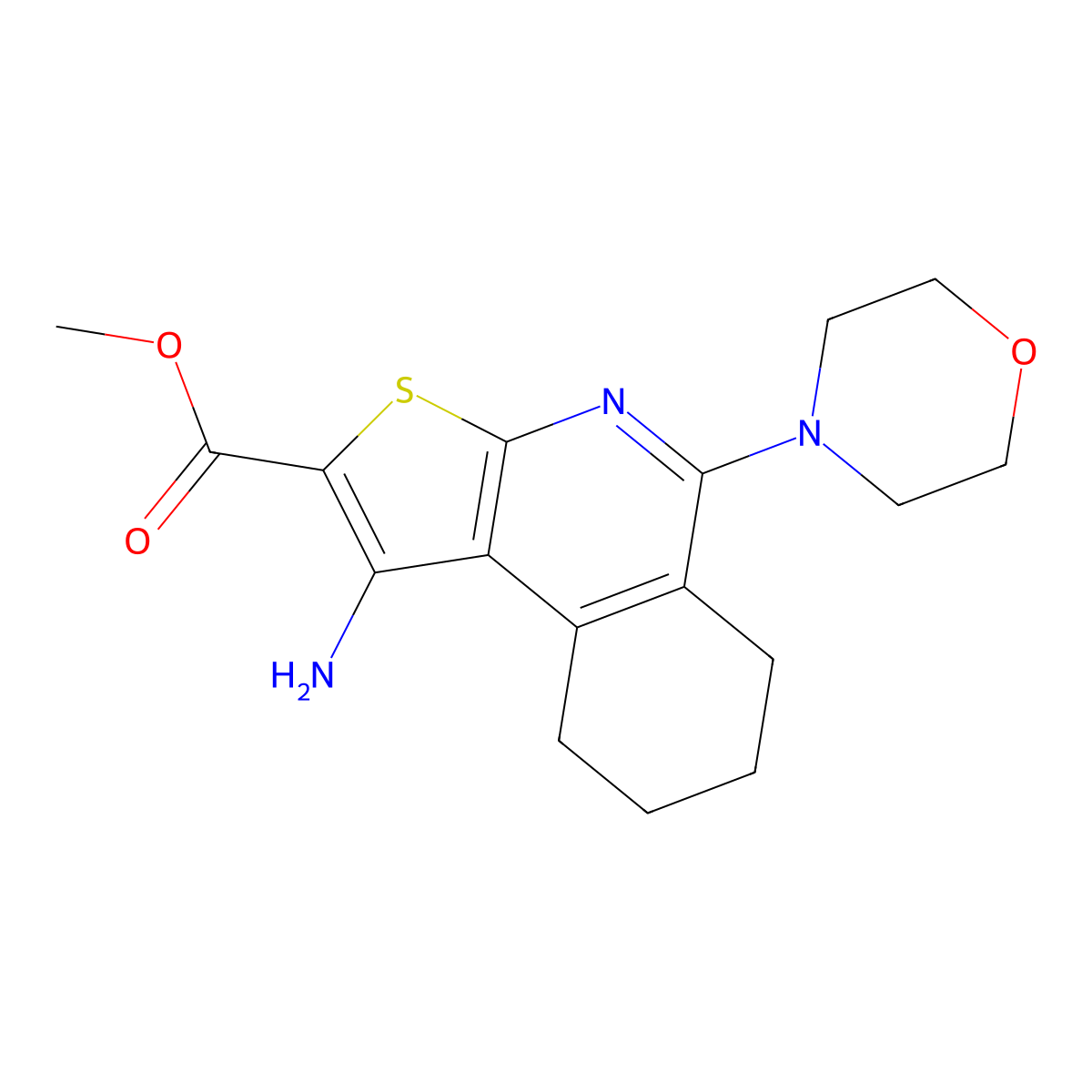 Methyl 1-amino-5-morpholino-6,7,8,9-tetrahydrothieno[2,3-c]isoquinoline-2-carboxylate molecular structure, CAS 371926-60-2
