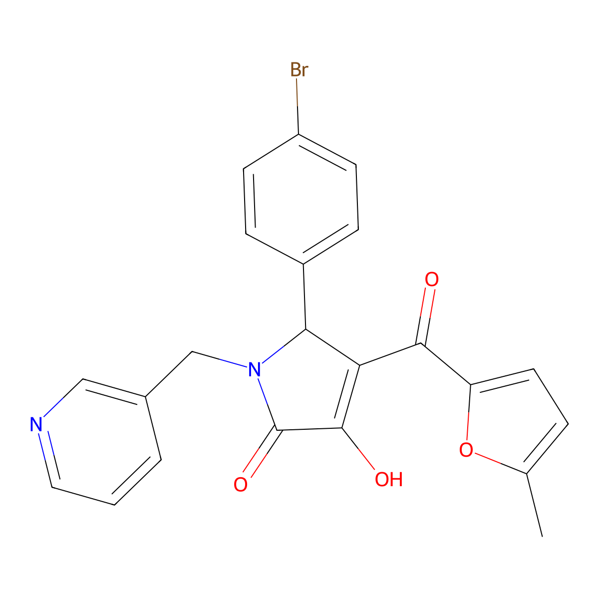 5-(4-bromophenyl)-3-hydroxy-4-(5-methyl-2-furoyl)-1-(3-pyridinylmethyl)-1,5-dihydro-2H-pyrrol-2-one molecular structure, CAS 371926-77-1