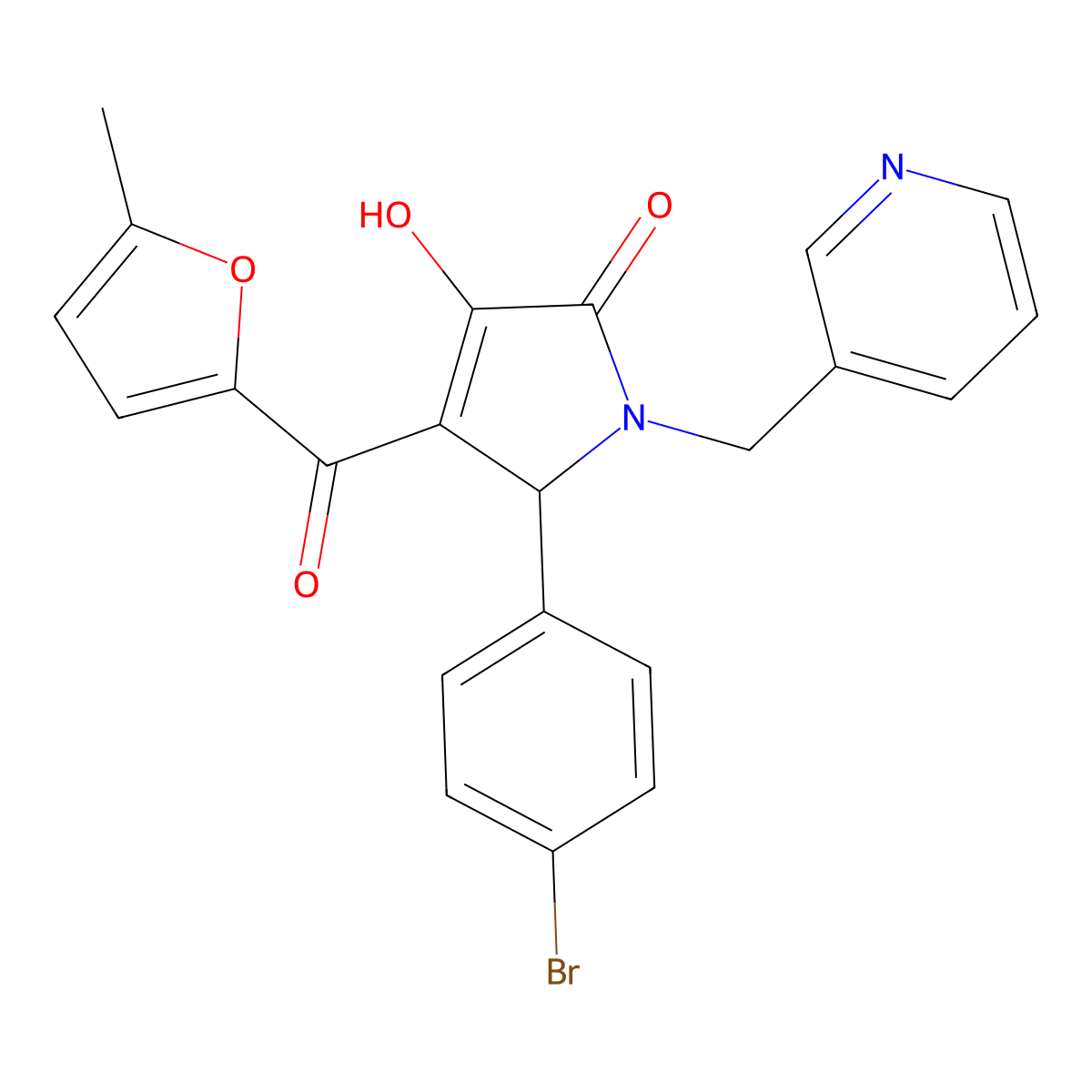 5-(4-bromophenyl)-3-hydroxy-4-(5-methyl-2-furoyl)-1-(3-pyridinylmethyl)-1,5-dihydro-2H-pyrrol-2-one molecular structure, CAS 371926-77-1