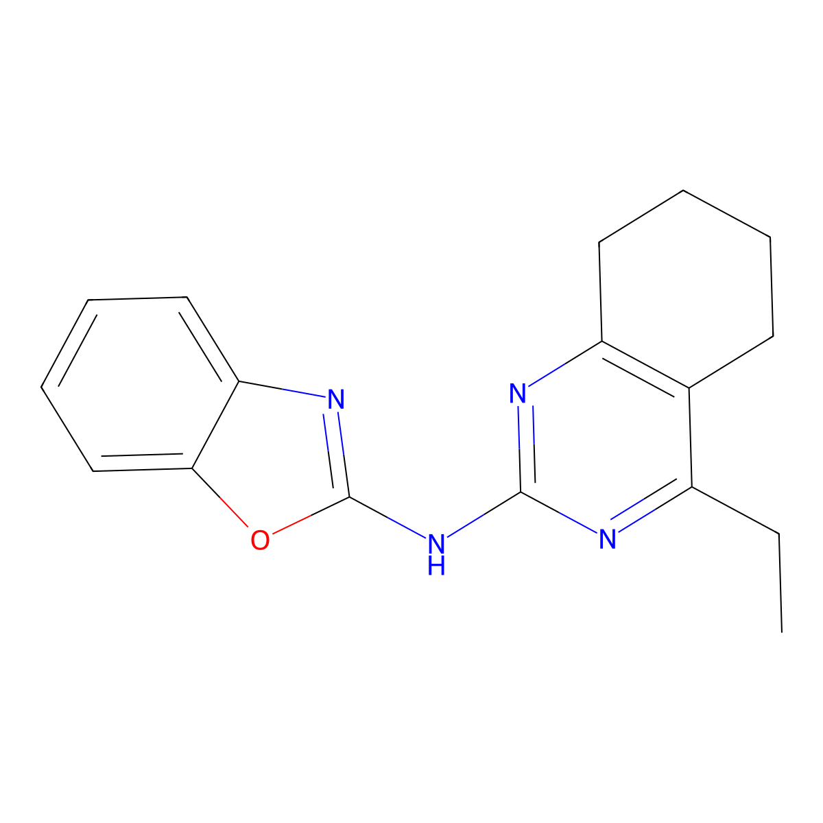 N-(1,3-benzoxazol-2-yl)-4-ethyl-5,6,7,8-tetrahydroquinazolin-2-amine molecular structure, CAS 371926-89-5