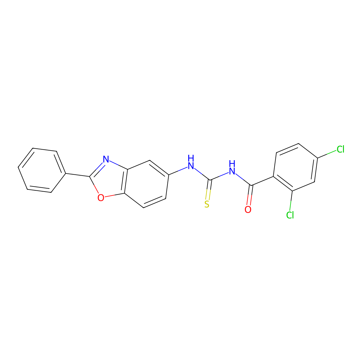 2,4-dichloro-N-[(2-phenyl-1,3-benzoxazol-5-yl)carbamothioyl]benzamide molecular structure, CAS 371927-16-1
