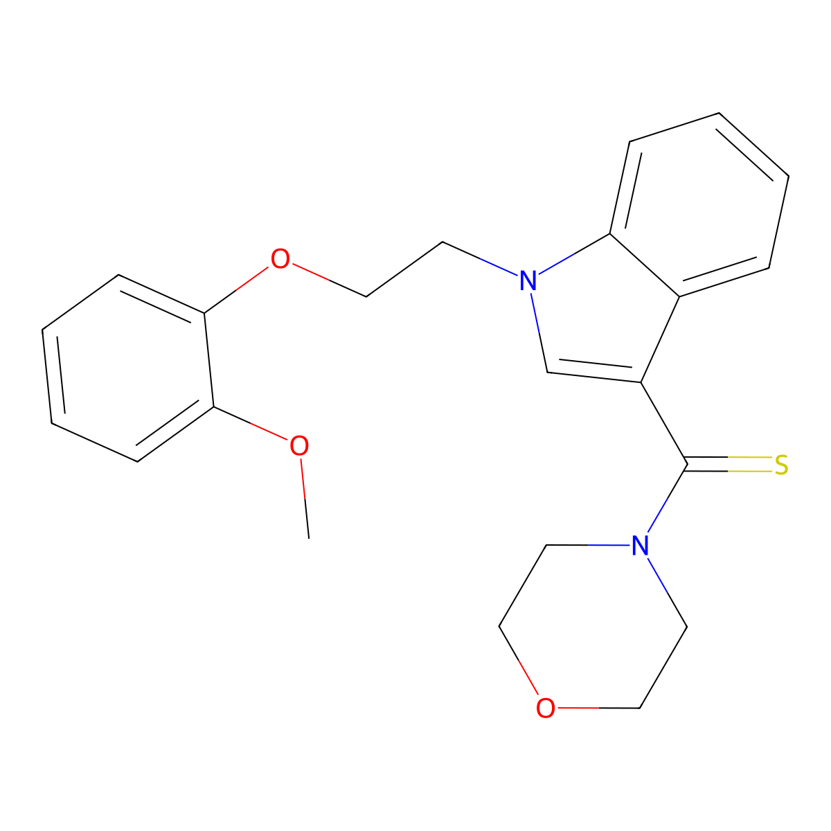 [1-[2-(2-Methoxyphenoxy)ethyl]indol-3-yl]-morpholin-4-ylmethanethione molecular structure, CAS 371927-40-1
