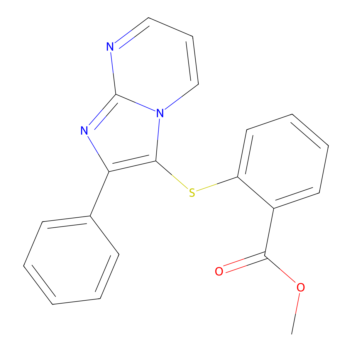 Methyl 2-[(2-phenylimidazo[1,2-a]pyrimidin-3-yl)sulfanyl]benzoate molecular structure, CAS 371927-69-4