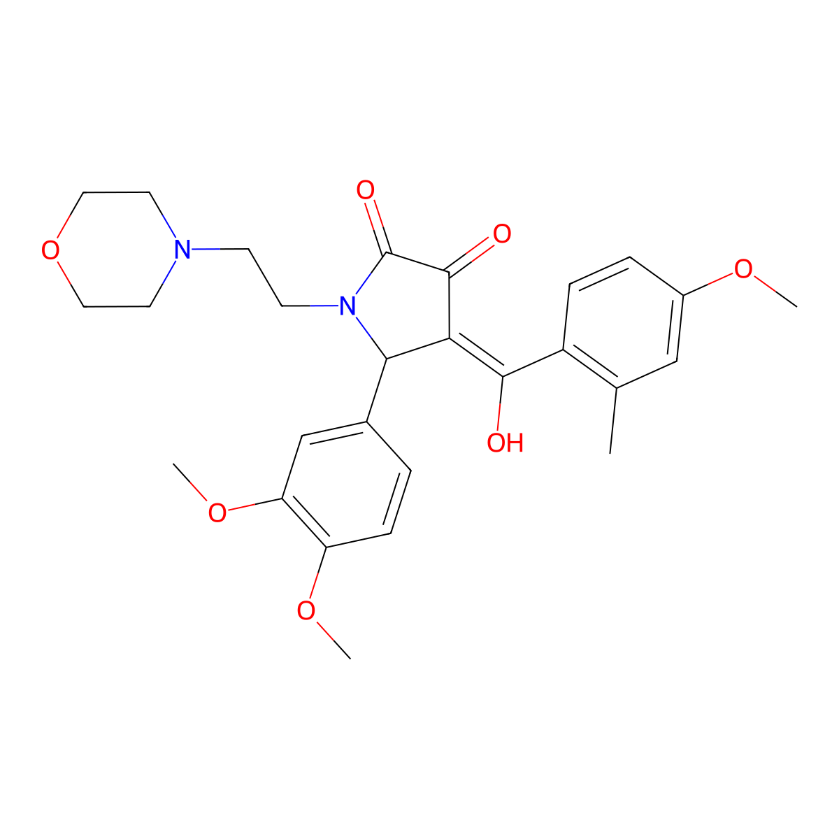 5-(3,4-dimethoxyphenyl)-3-hydroxy-4-(4-methoxy-2-methylbenzoyl)-1-[2-(morpholin-4-yl)ethyl]-2,5-dihydro-1H-pyrrol-2-one molecular structure, CAS 371927-75-2